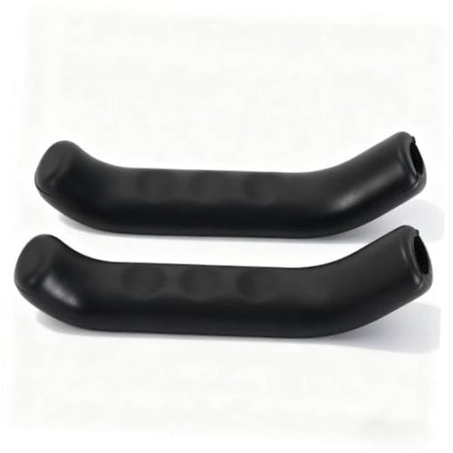 Pair of black silicone bike brake grip covers with curved anti-slip texture