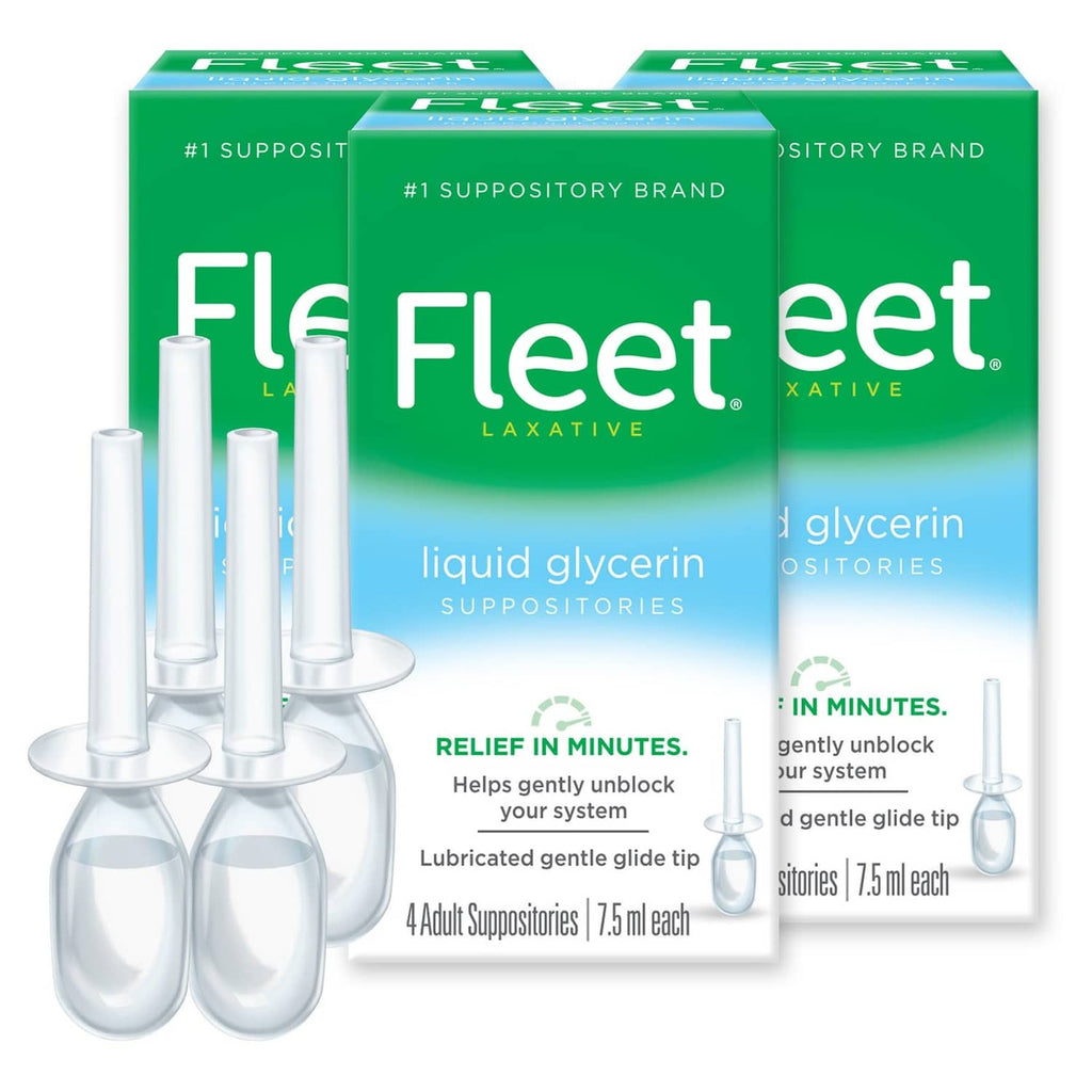 Fleet liquid glycerin suppositories box with four suppository tubes