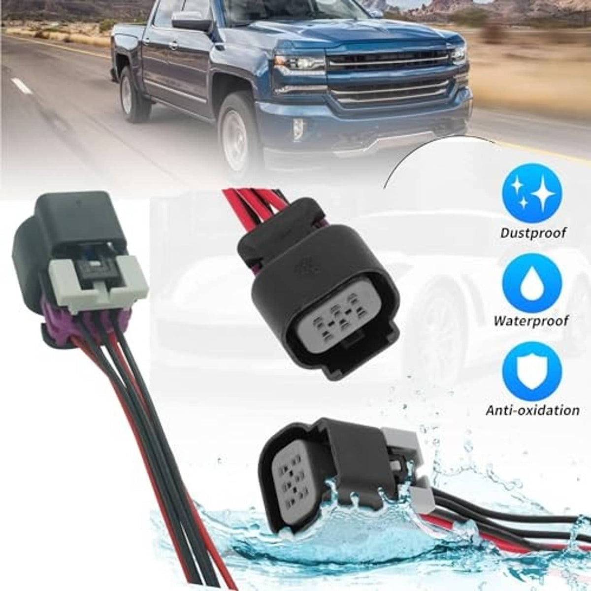 Black 6-pin throttle wiring connector with multi-color wires and protective housing