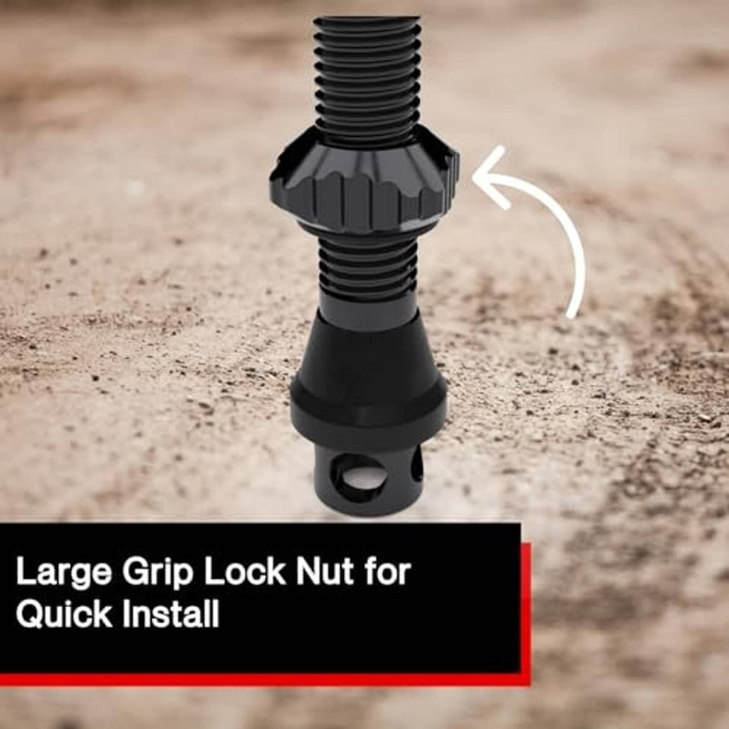 Black alloy Presta tubeless valve stem with large grip lock nut for quick install