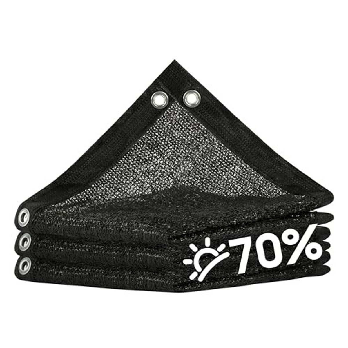 Black sun shade cloth with grommets and 70% shade fabric panel