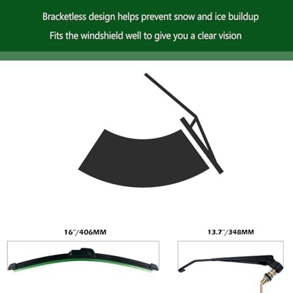 UTV windshield wiper blade set with bracketless curved design