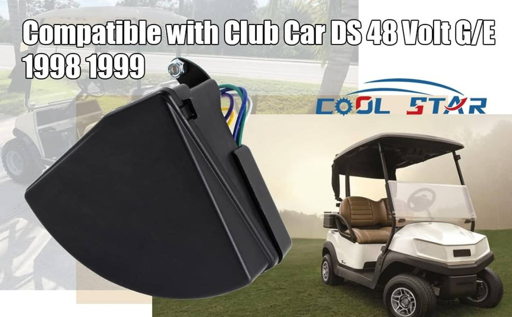 Golf cart wiper switch assembly with black cover and visible wiring connector