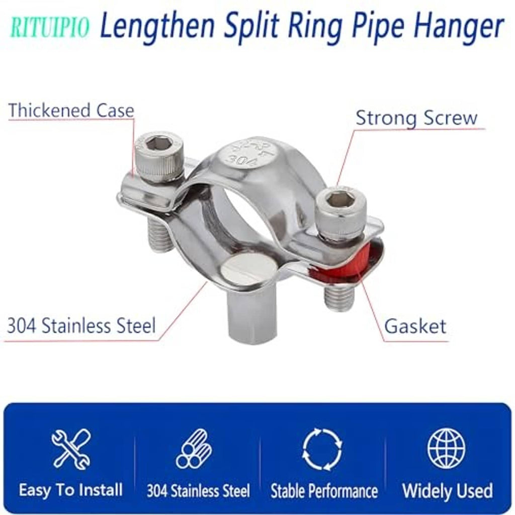 304 stainless split ring pipe hanger with red gasket, strong screw, and thickened case