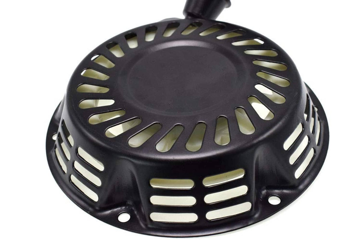 Black vented recoil starter housing cover with round top plate