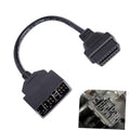 OBD diagnostic adapter cable with black 22-pin and 16-pin connectors