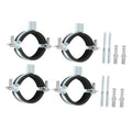 4-pack adjustable pipe clamp brackets, black rubber-lined with galvanized screws