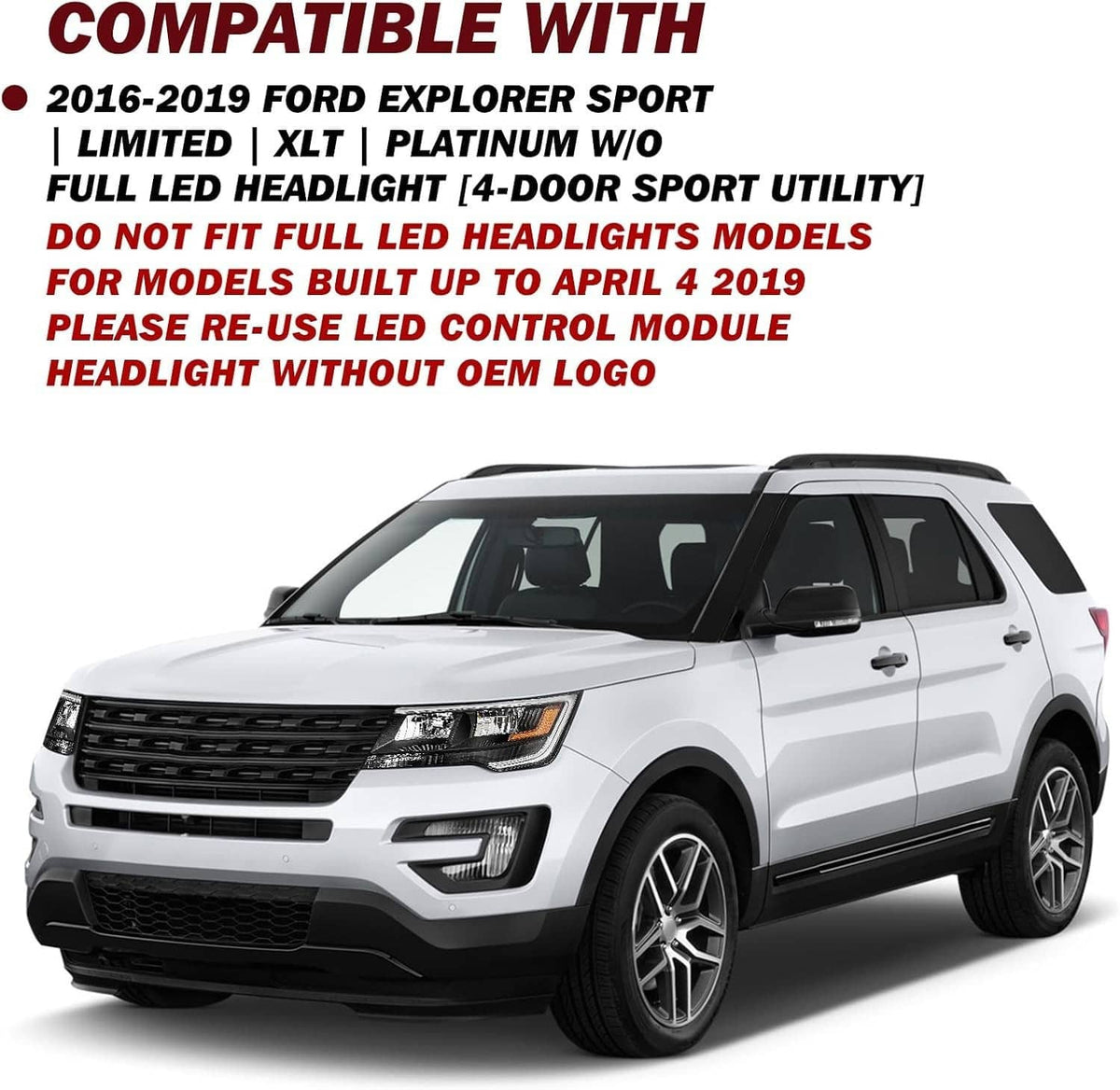 SUV front with LED DRL headlight assembly installed on the driver side