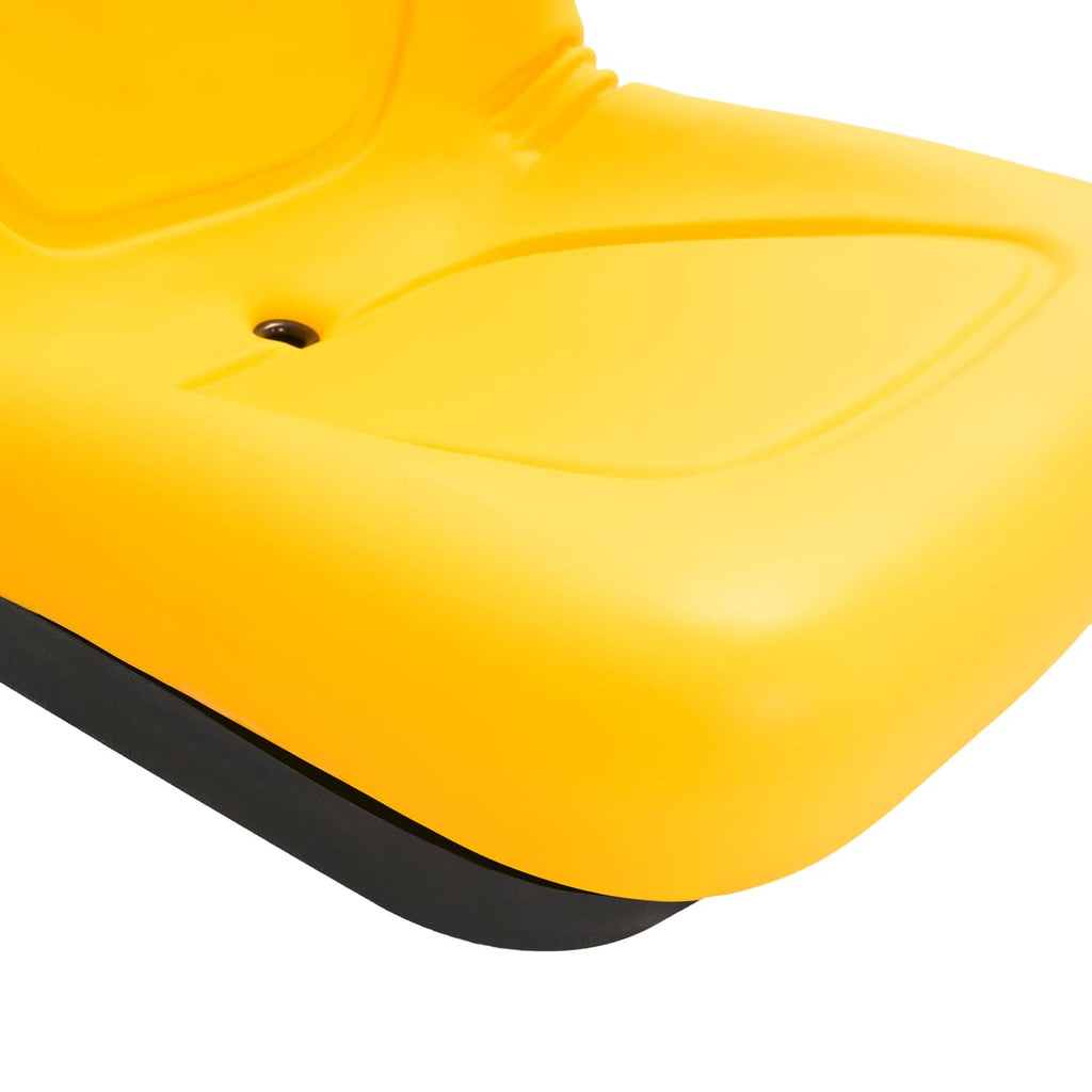 Yellow plastic seat surface with black trim along the edge