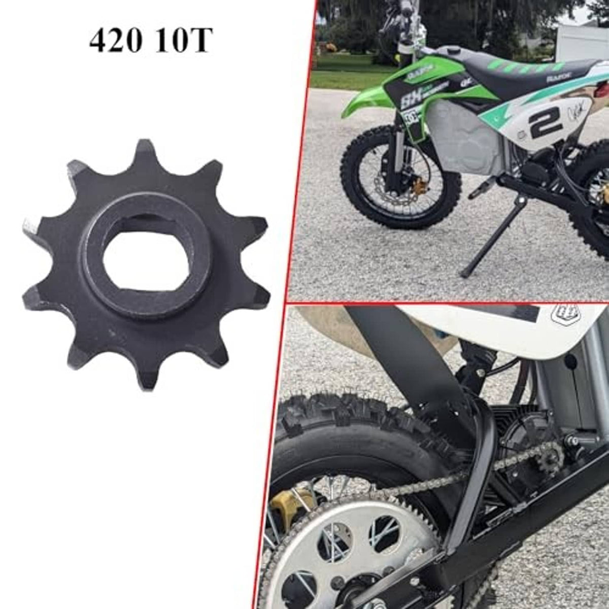420 10T motor sprocket, dark gray gear wheel with central mounting hole