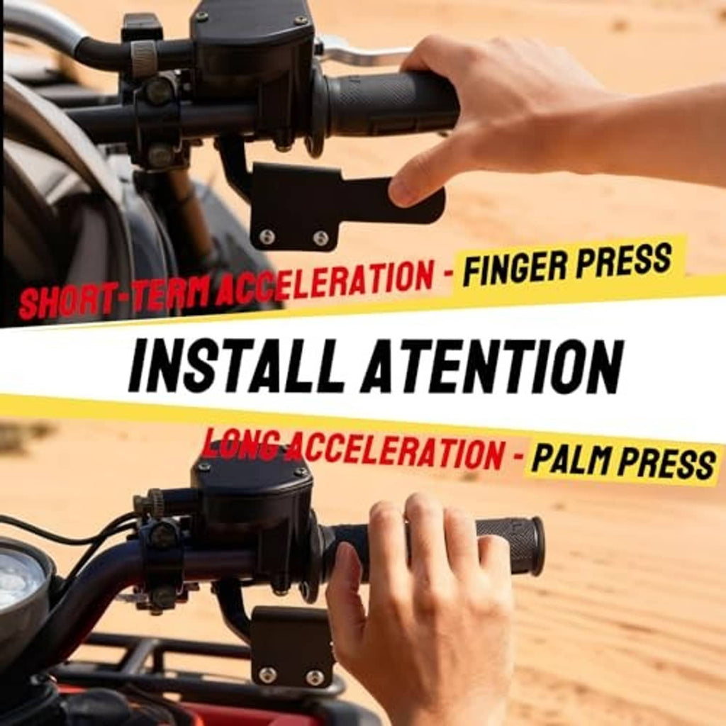 ATV throttle extender bar with black lever, mounted near control housing