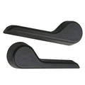 Black front seat recliner handle lever pair, left and right side with textured grip.