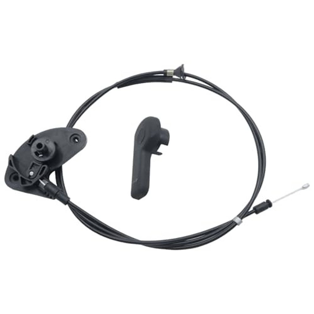 Black hood release cable kit with molded handle and mounting bracket, cable loop