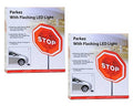 Parkez flashing LED parking stop sign, red STOP octagon (2 pack)
