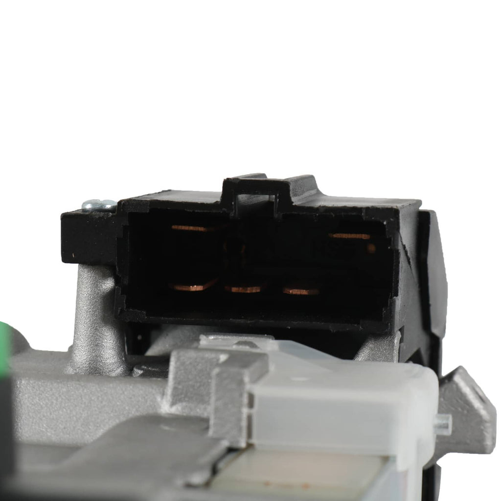 Ignition switch lock cylinder interior, dark switch cavity with gray plastic parts
