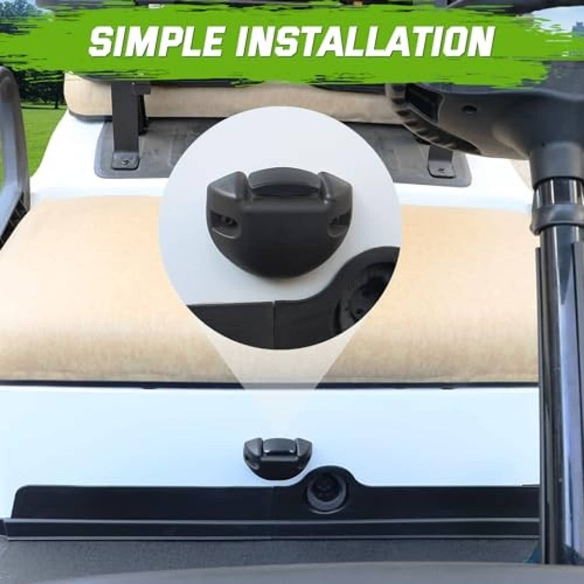 Black switch base cover installed on dash panel with raised handle and mounting holes