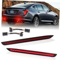 Rear bumper LED reflector lights with red light bar, shown on car.