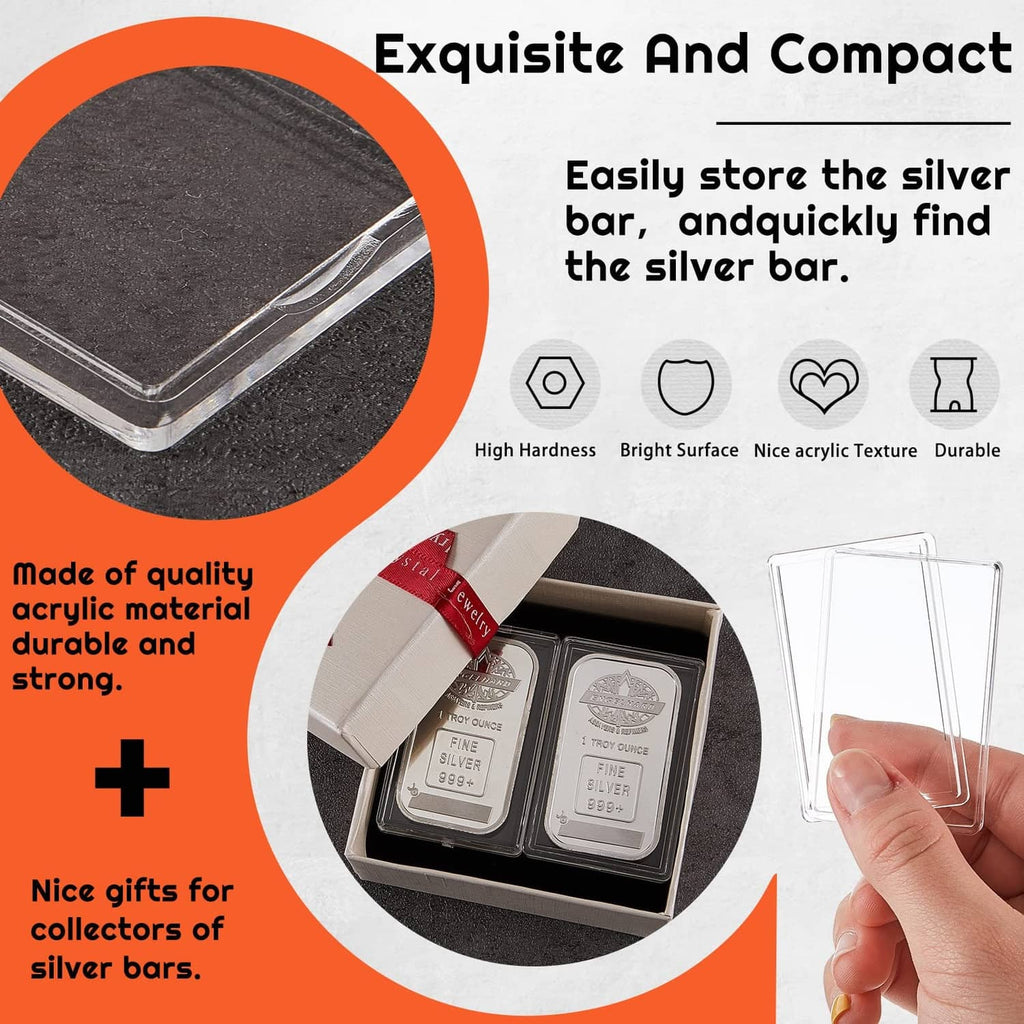 Clear acrylic silver bar holder set with durable transparent case covers
