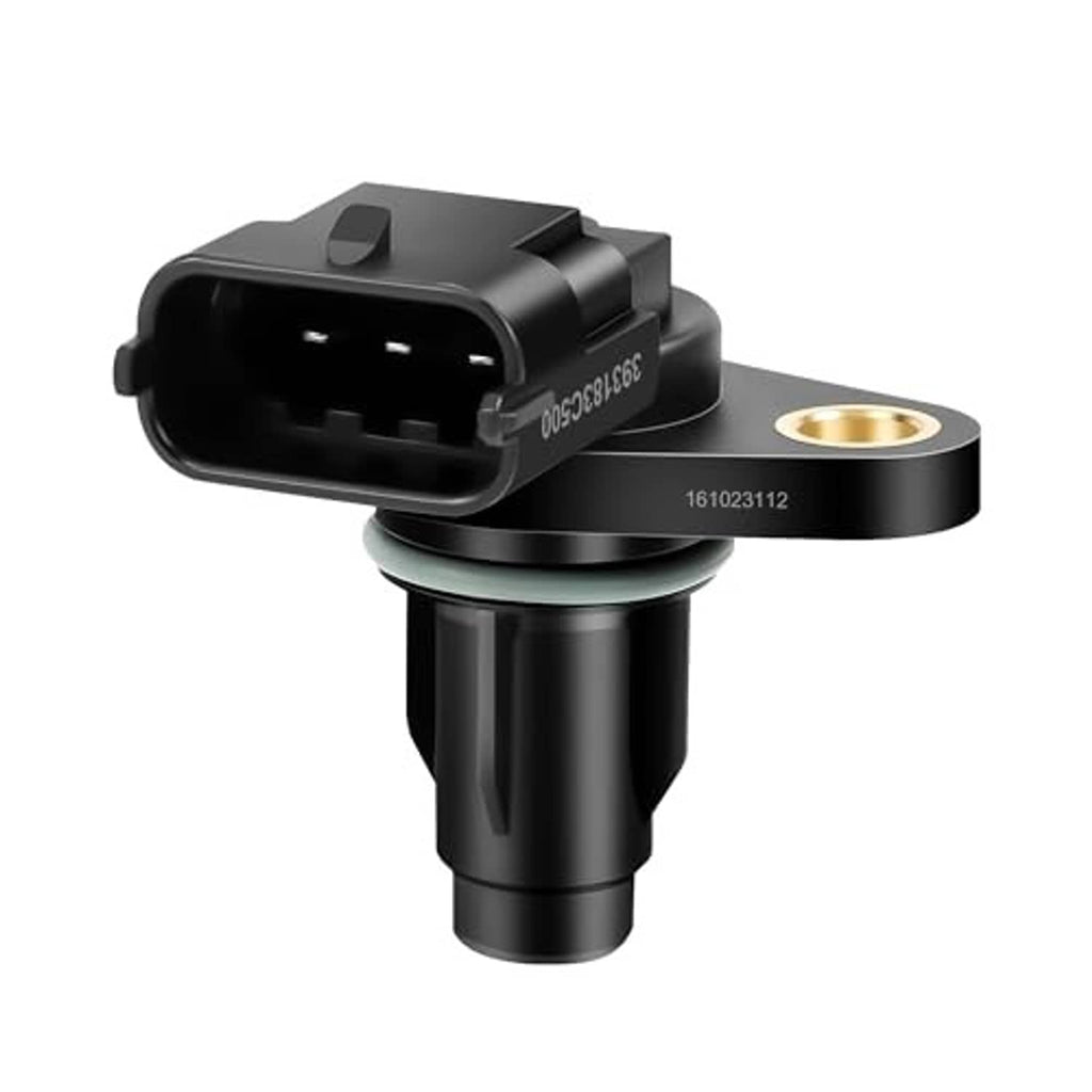 Camshaft position sensor angled view with 3-pin connector and gold mounting terminal