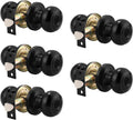 Set of 5 black round entry door knobs with keyed-alike lock cylinder and mounting plates