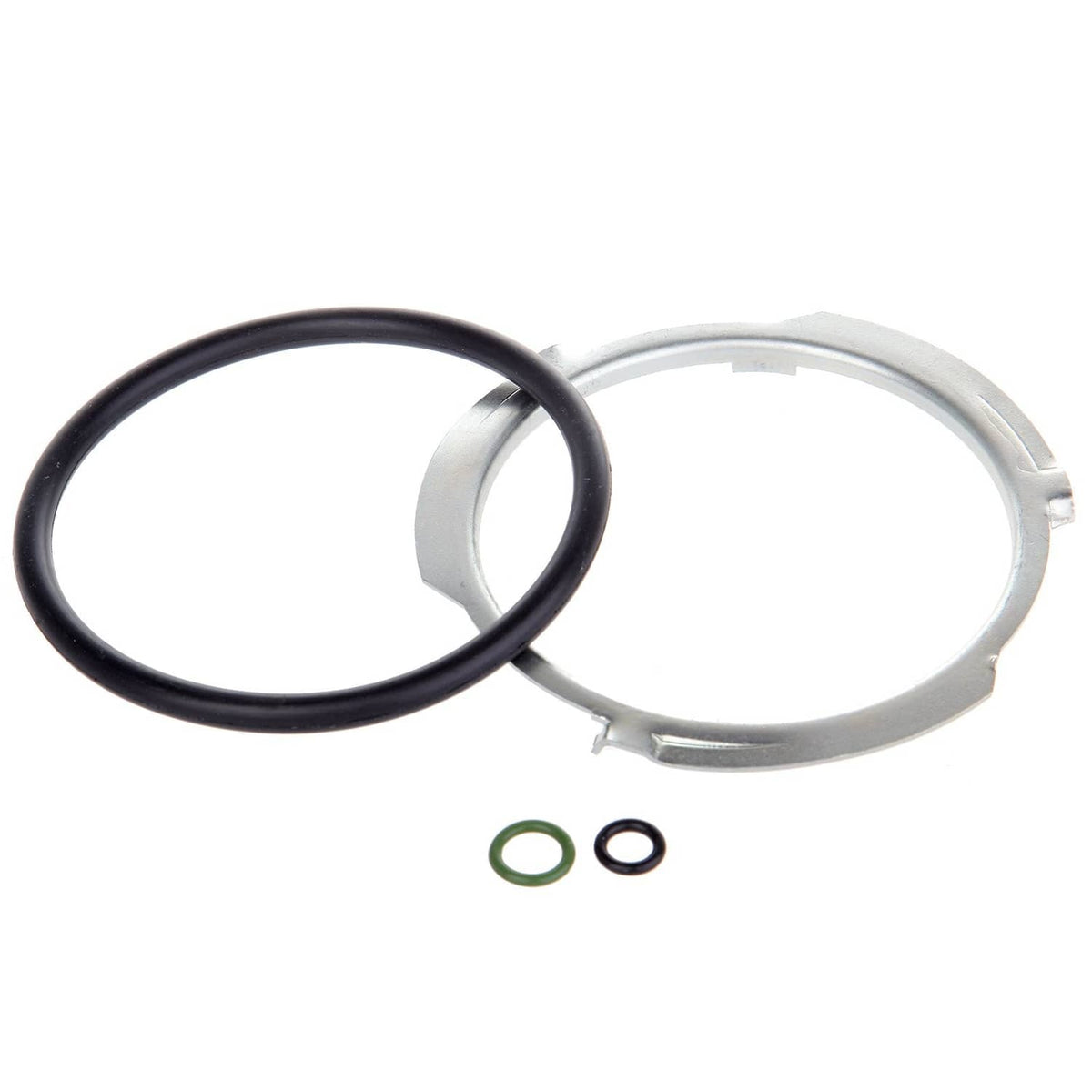 Fuel pump seal kit: black and silver rings with two small green O-rings
