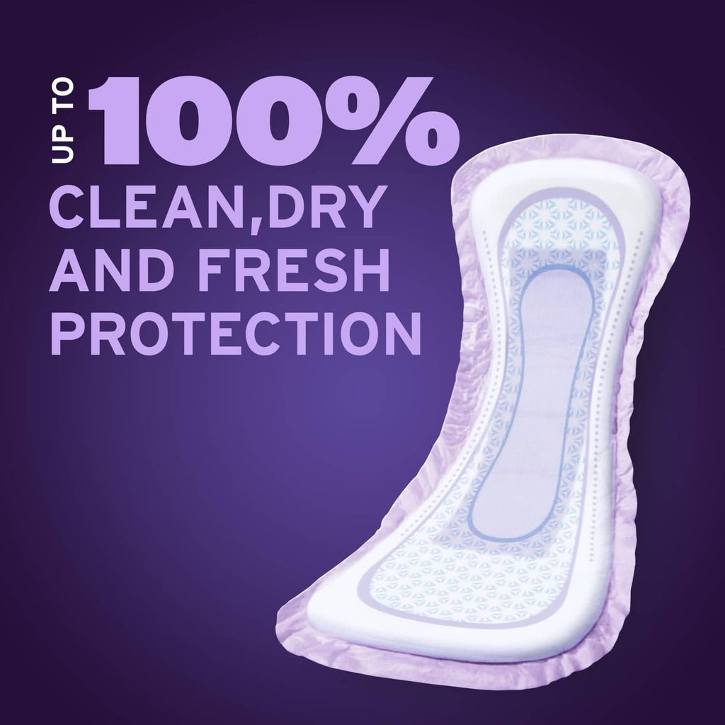 White overnight incontinence pad with large absorbent center and raised edges
