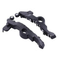 Black front bumper bracket guide pieces with mounting holes and clips