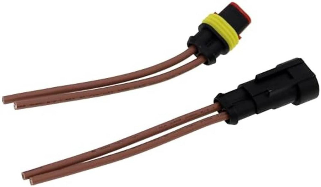 2-wire male/female pigtail harness with brown wire leads and black housings