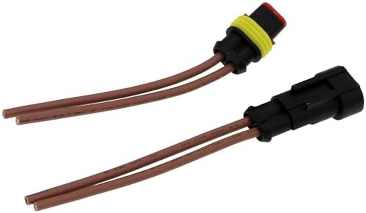 2-wire male/female pigtail harness with brown wire leads and black housings