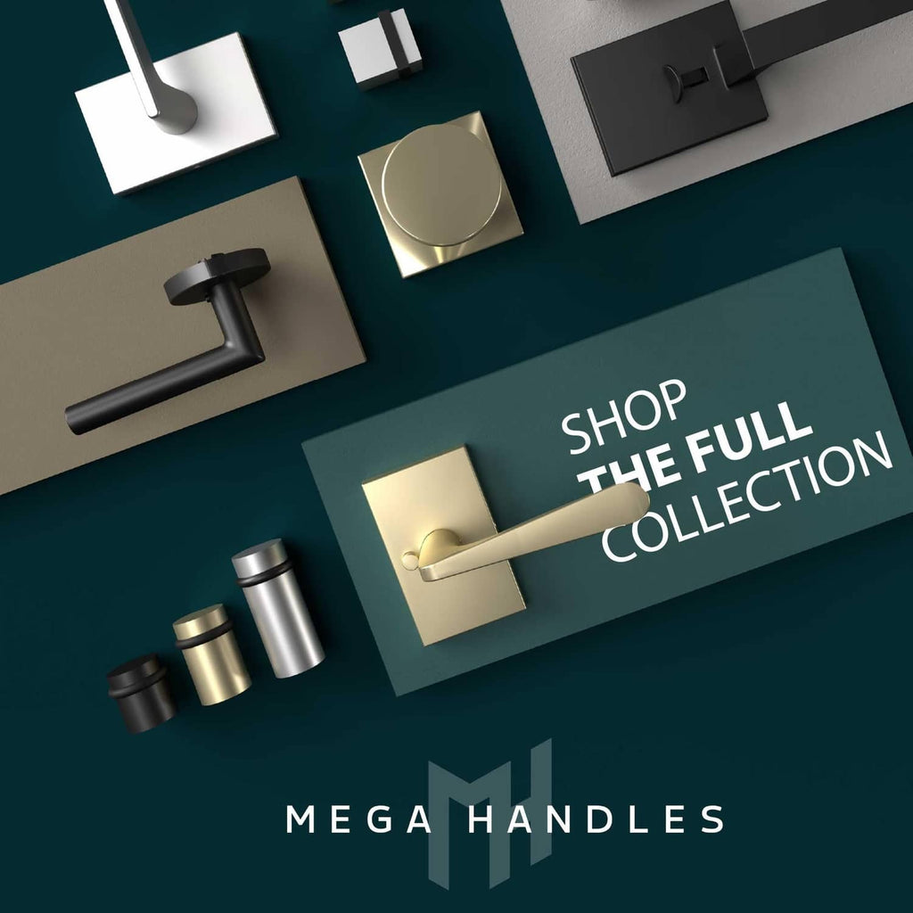 Polished chrome door lever handle collection with multiple styles shown