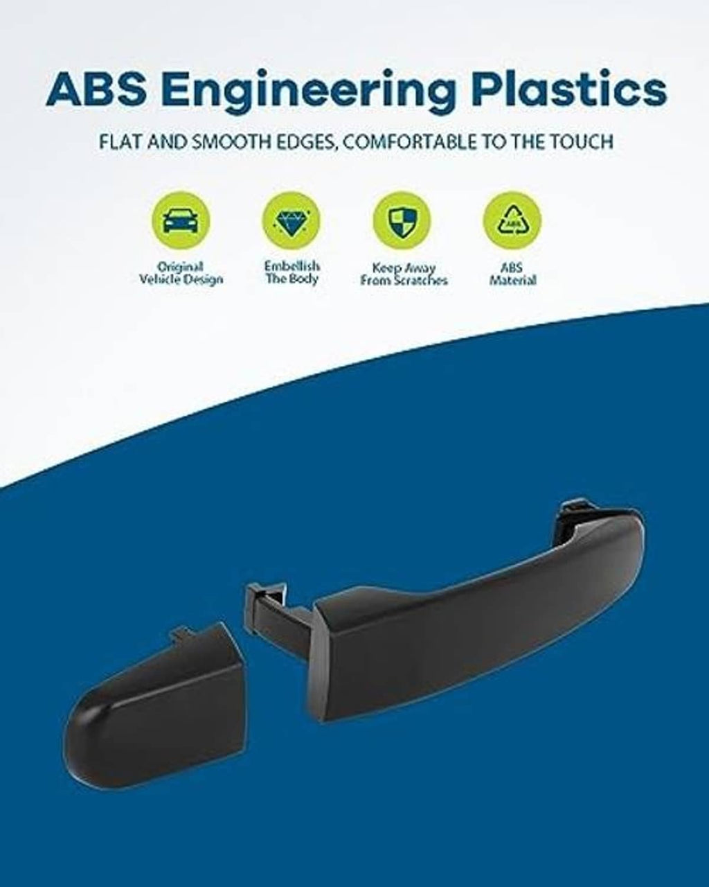 Black exterior door handle with ABS-style edge details, front passenger right side