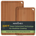 Set of 2 carbonized bamboo cutting boards, brown, with corner handle holes