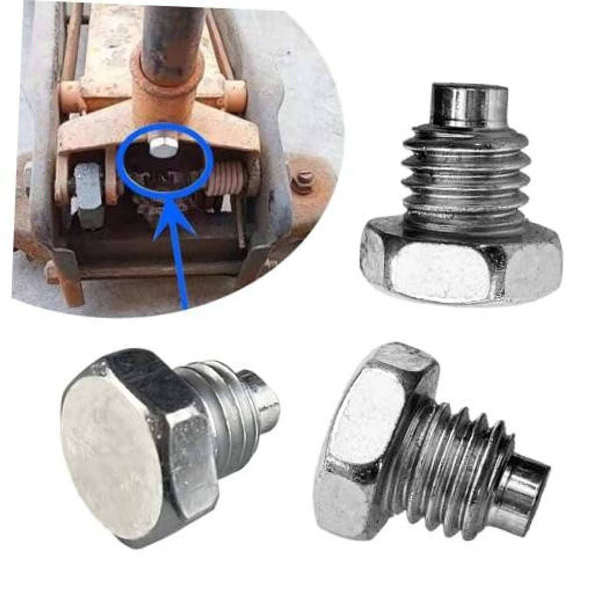 Metal hex-head pressure rod screw bolts with threads, for floor jack handle linkage