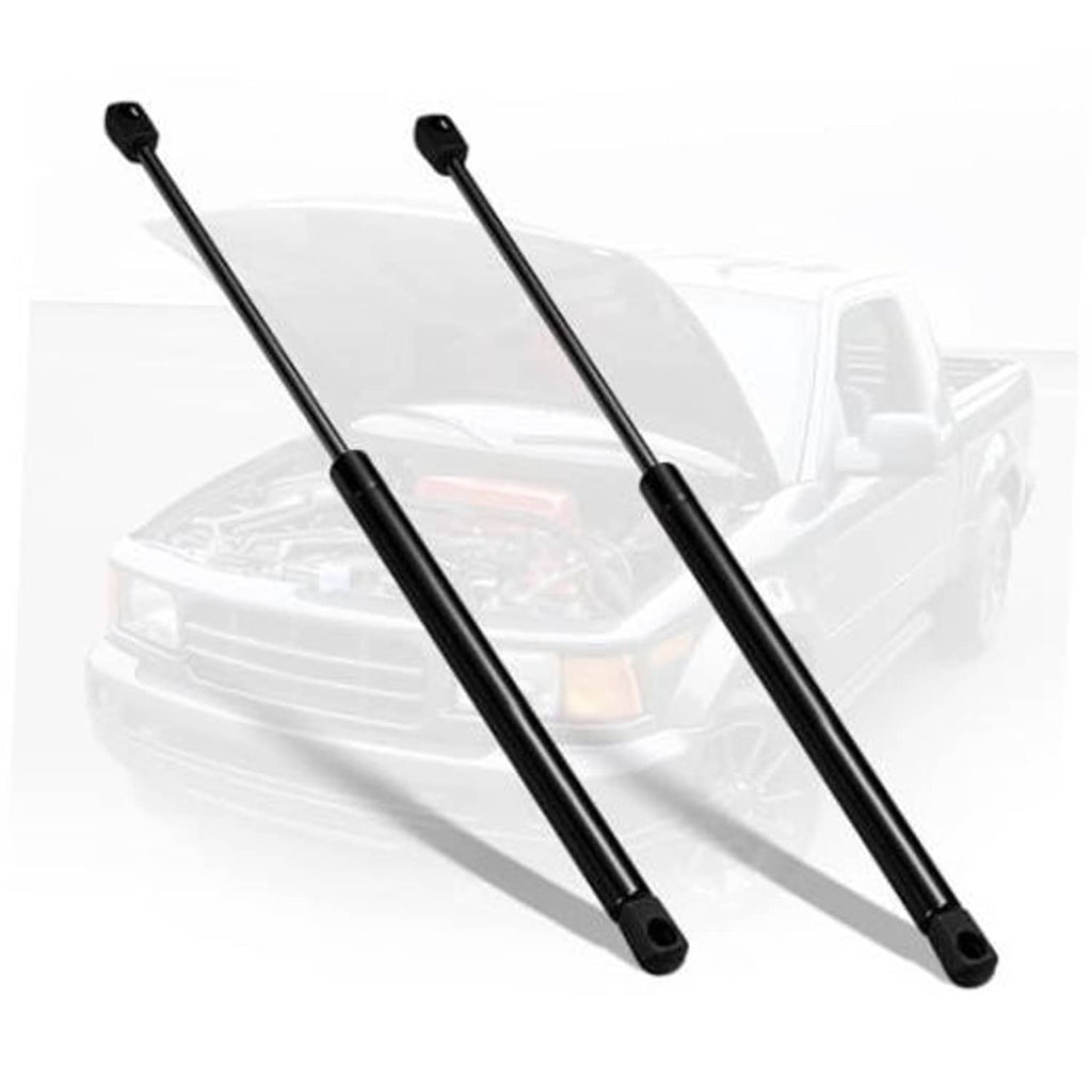 Pair of black front hood gas struts with ball-stud ends