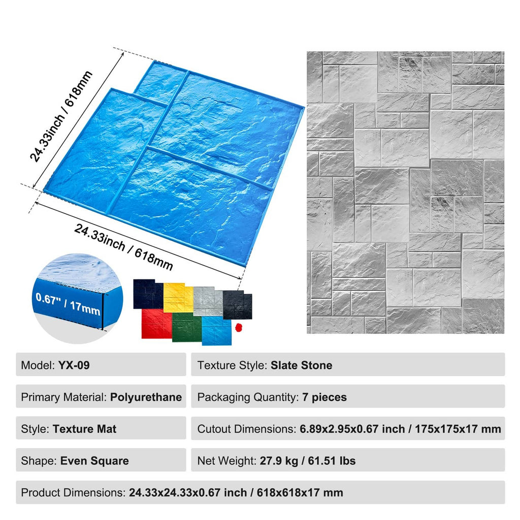 Blue slate-stone concrete texture mat sheet with tile-style stone texture