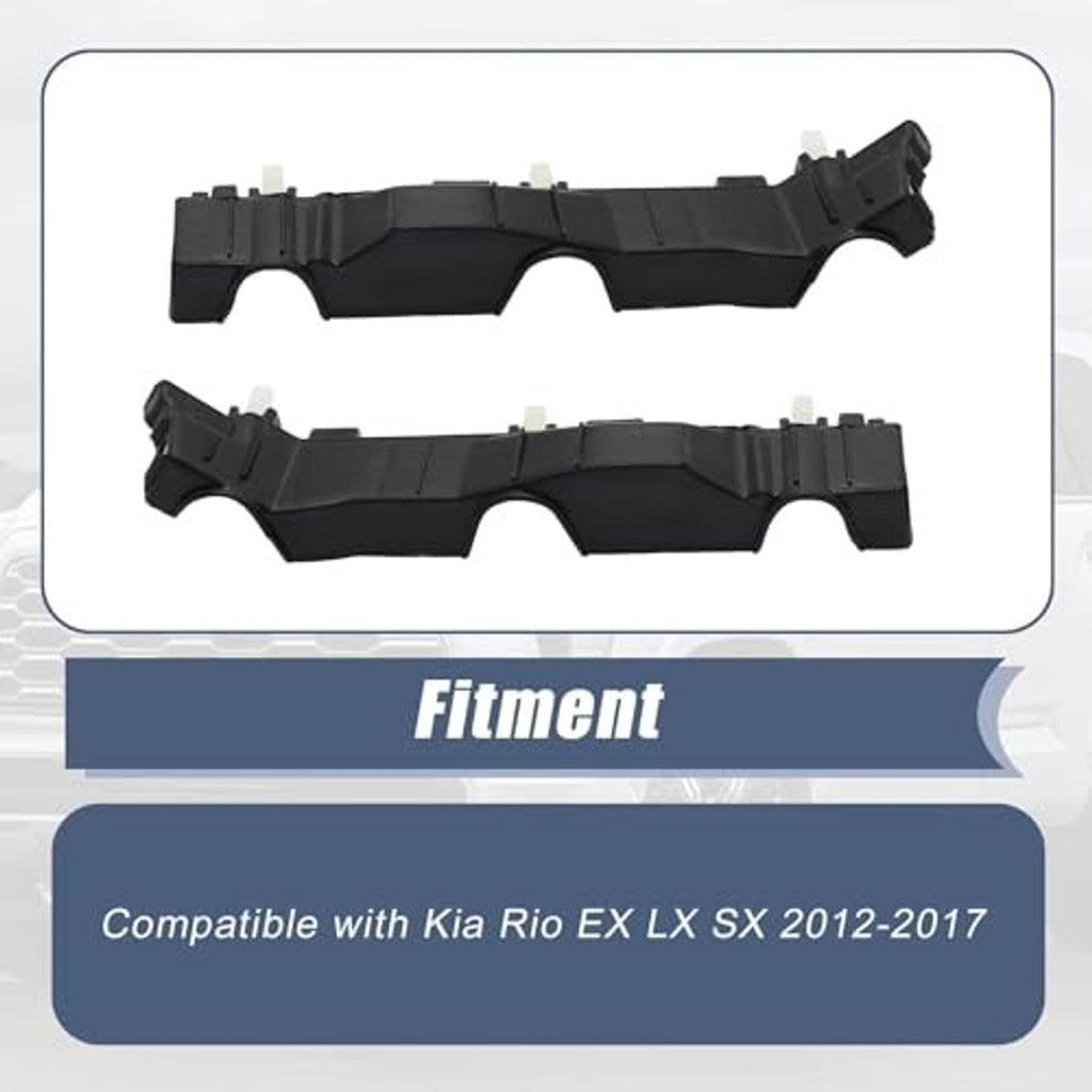 Front bumper support bracket set: two black brackets with mounting clips, side-by-side