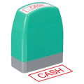 Green self-inking cash stamp with red CASH label on top and gray base