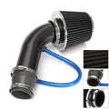 Universal cold air intake kit with black cone air filter and blue silicone intake hose