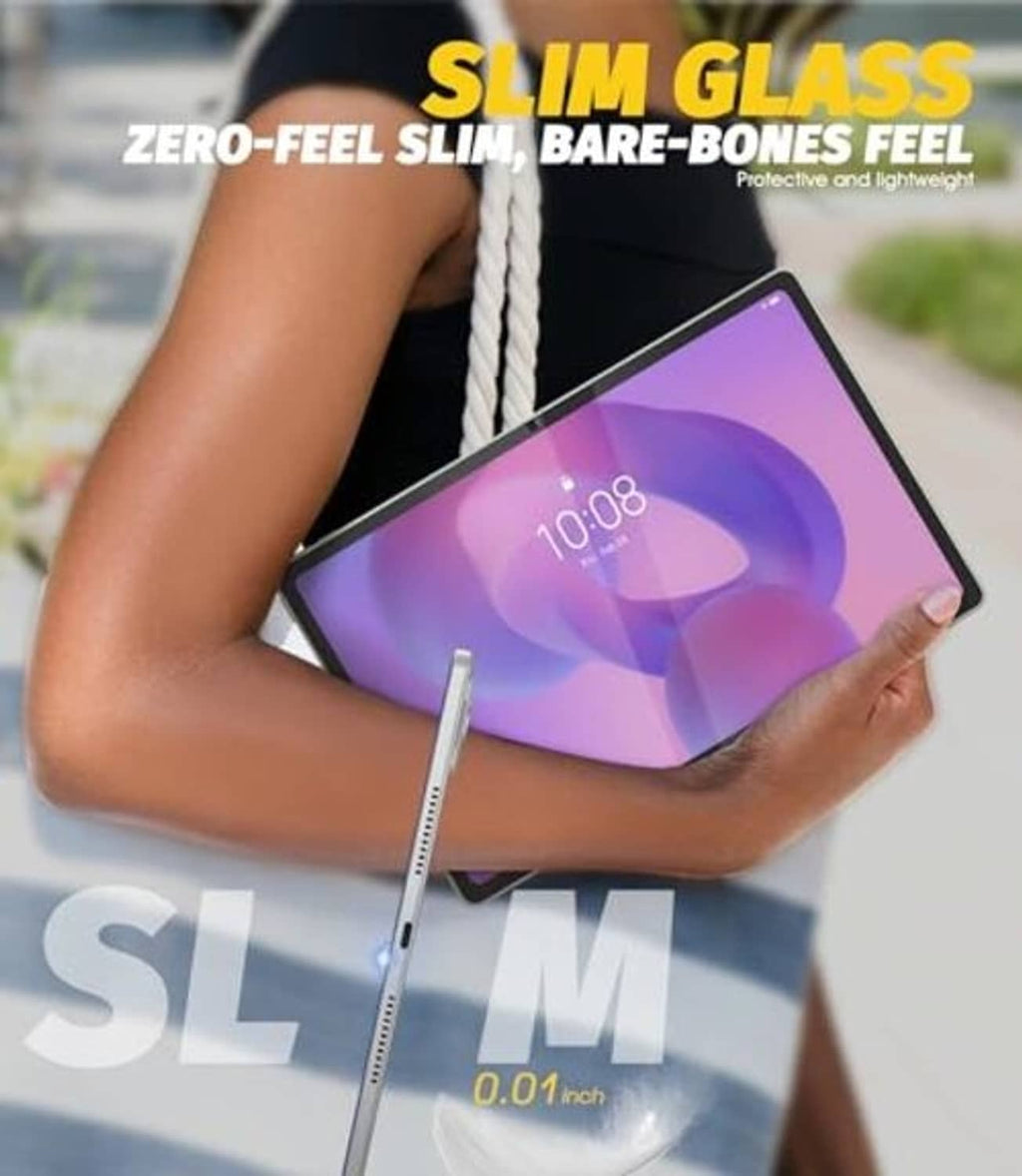 Slim tempered glass screen protector for a tablet, with smooth touch and edge fit