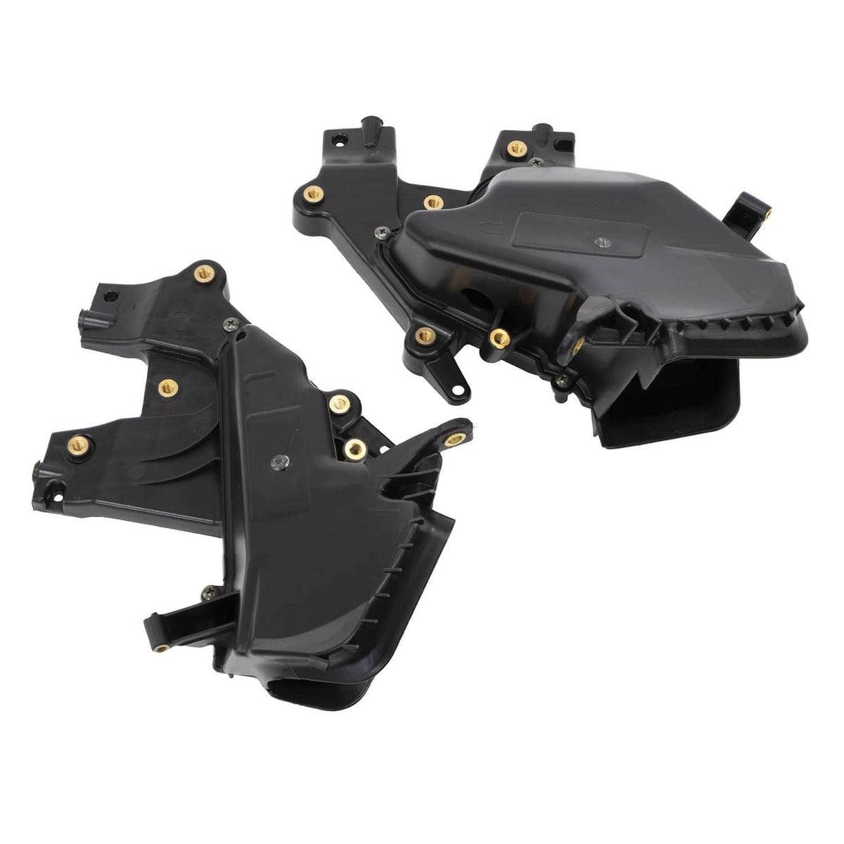 Motorcycle fairing glove box storage covers (pair) with visible mounting holes