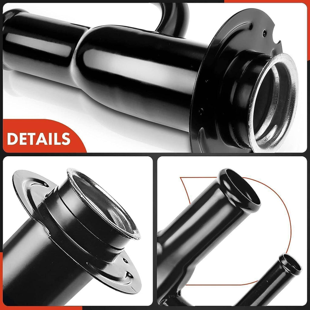 Fuel tank filler neck pipe close-up details of flange and inlet opening