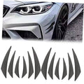 12-piece carbon-fiber-look front bumper canard spoiler set, black pointed fins