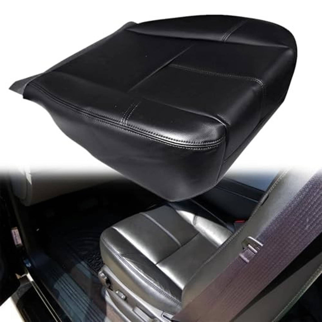 Black leather front seat bottom replacement cover with stitched panel detail