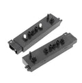 Car seat power switch module, dark gray with four round buttons and mounting tabs