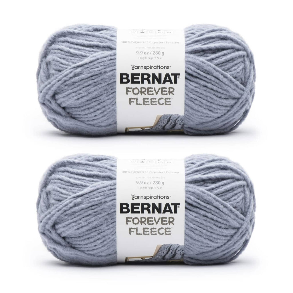 Super bulky fleece yarn skeins, light blue-gray, two-pack with label bands