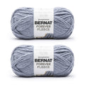Super bulky fleece yarn skeins, light blue-gray, two-pack with label bands