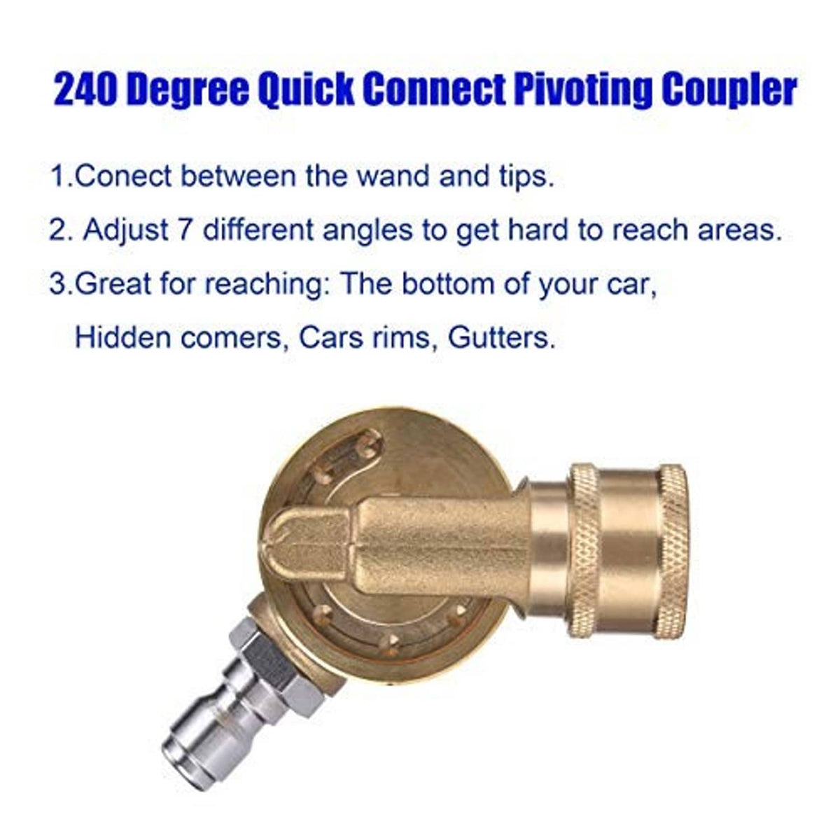 240° quick-connect pivoting coupler attachment with brass fitting