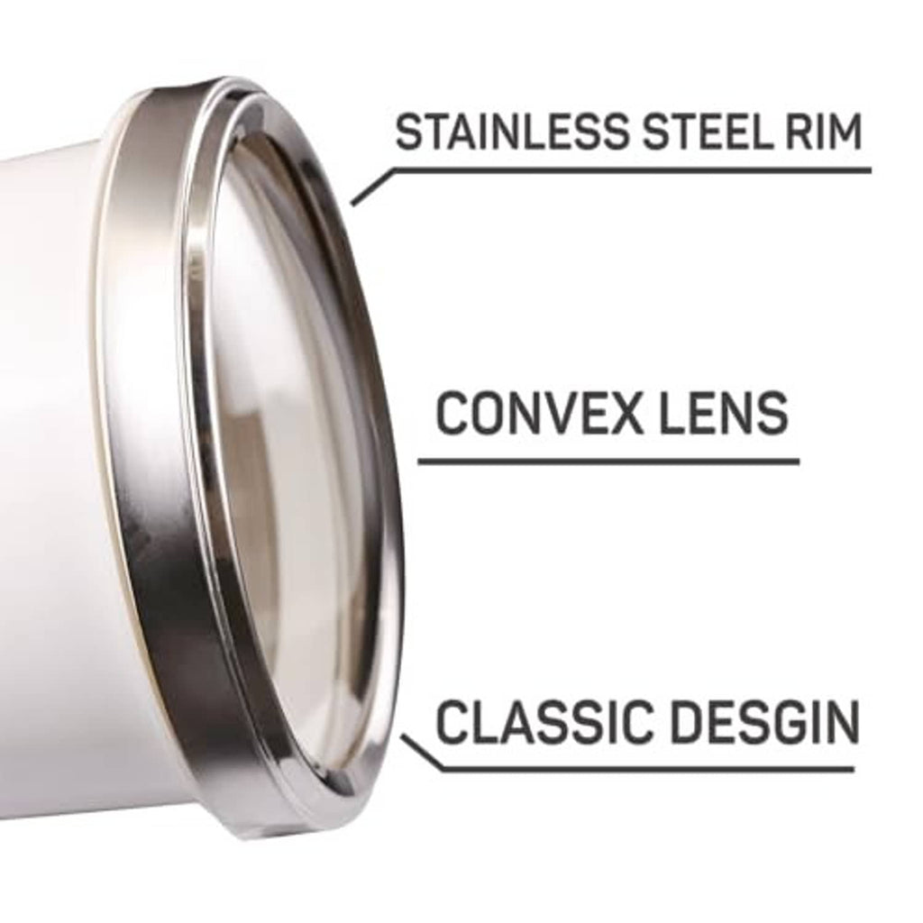 Chrome gauge rim with convex lens in classic design