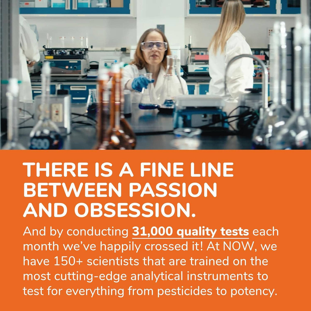 Text graphic promoting laboratory testing quality for dietary supplements