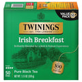 Twinings Irish Breakfast black tea box, green package labeled with 50 tea bags